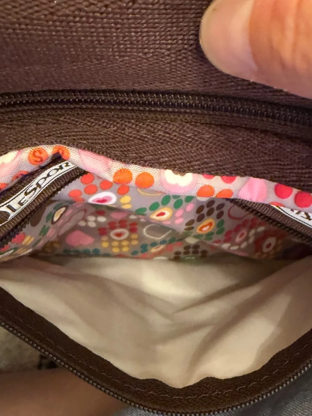 NWOT Le Sportsac Deluxe Everyday Bag Crossbody Tote Expandable Hearts Dots RARE